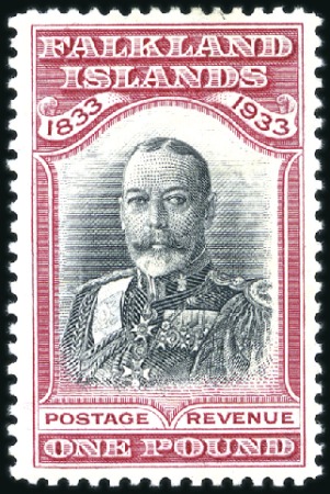 Stamp of Falkland Islands 1933 Centenary £1 black & carmine, mint og, very f
