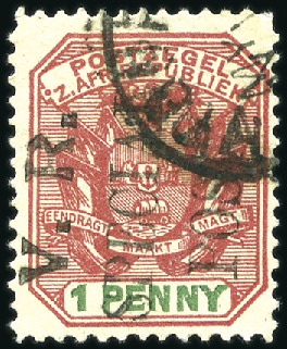 Stamp of South Africa » Mafeking 1900 Vryburg 1d rose-red and green, used showing V