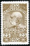Stamp of Austria » 1890-1918 Issues  1910 Birthday Issue 25h line perforation, colour p