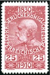 Stamp of Austria » 1890-1918 Issues  1910 Birthday Issue 25h line perforation, colour p
