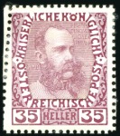 Stamp of Austria » 1890-1918 Issues  1908-13 Definitives group of 20 proofs with line p