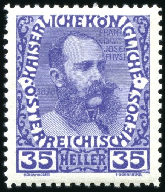 Stamp of Austria » 1890-1918 Issues  1908-13 Definitives 1h to 35h in group of over 40 