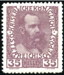 Stamp of Austria » 1890-1918 Issues  1908-13 Definitives 1h to 35h in group of over 40 