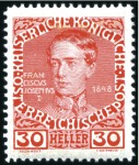 Stamp of Austria » 1890-1918 Issues  1908-13 Definitives 1h to 35h in group of over 23 