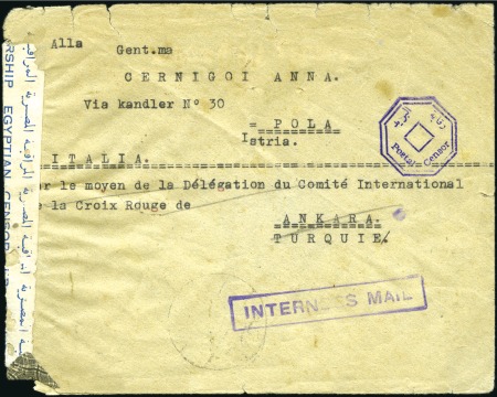 Stamp of Yemen » Kingdom (1926-48) 1942 Prisoner of War in Sana, censored envelope fr