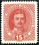 Stamp of Austria » 1890-1918 Issues  1916-18 Definitives colour proof lot of 8, all wit