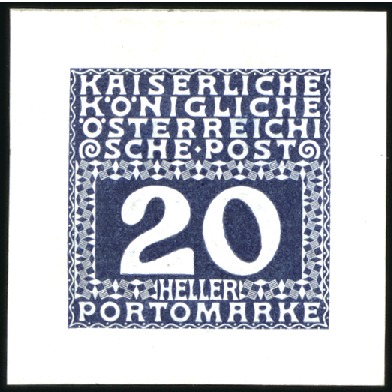 Stamp of Austria 1908 20h Essay group of 18 single die colour proof