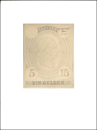 Stamp of Austria » 1890-1918 Issues  1890 Franz Joseph enlarged pencil essay for the Gu