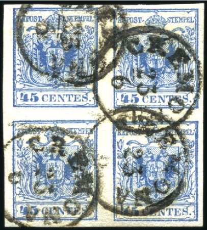 Stamp of Italian States » Lombardy Venetia 1850 15c blue, type III, machine made wove, used, 