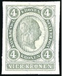 Stamp of Austria » 1890-1918 Issues  1899 1K to 4K imperforate set on ungummed paper, d