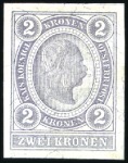 Stamp of Austria » 1890-1918 Issues  1899 1K to 4K imperforate set on ungummed paper, d