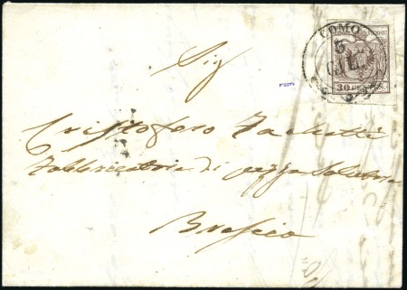 Stamp of Italian States » Lombardy Venetia USAGE OF THE 30 CENTS ON THE THIRD DAY OF ISSUE
