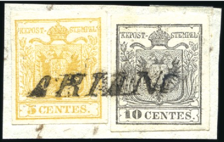 Stamp of Italian States » Lombardy Venetia 1850 5c orange, first printing, hand made wove pap