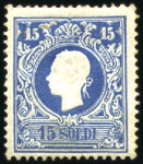 Stamp of Italian States » Lombardy Venetia 1858 3s black, 10s brown and 15s blue, type I, min