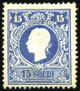 Stamp of Italian States » Lombardy Venetia 1858 3s black, 10s brown and 15s blue, type I, min