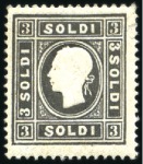 Stamp of Italian States » Lombardy Venetia 1858 3s black, 10s brown and 15s blue, type I, min