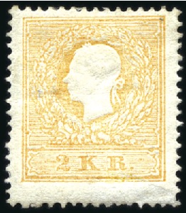 Stamp of Austria » 1859 Issue 1859 2kr light orange, type II, mint, perf thins a
