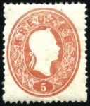 Stamp of Austria » 1860 Issue 1860 2kr to 15kr, complete set of five, mint, fres