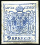 Stamp of Austria » 1850 Issue 1850 1kr to 9kr two complete sets, mint, showing b