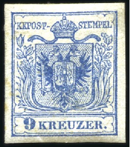 Stamp of Austria » 1850 Issue 1850 1kr to 9kr two complete sets, mint, showing b