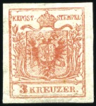 Stamp of Austria » 1850 Issue 1850 1kr to 9kr two complete sets, mint, showing b
