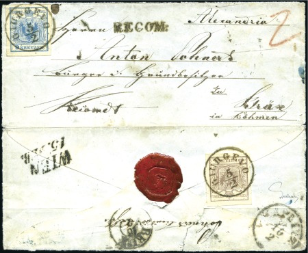 Stamp of Romania » Austrian Levant Post Offices GIURGEVO: Opened-up envelope from Alexandria, Wala