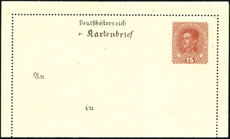 Stamp of Austria 1913 Proofs: selection of 7 proof postal cards, ve