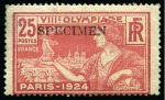 Stamp of Olympics » 1924 Paris » Issued Stamps and Varieties 1924 Paris 10c with SPECIMEN overprint, mint og