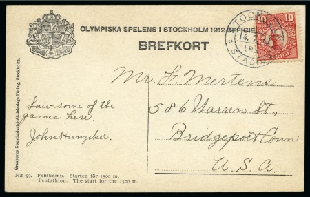 Stamp of Olympics » 1912 Stockholm 16th DAY: 1912 (Jul 14) "STOCKHOLM / LBR. / STADION" special cancel