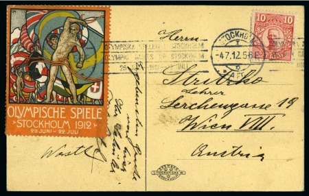 Stamp of Olympics » 1912 Stockholm 6th DAY: 1912 (Jul 4) Picture postcard of the stadium with Olympics slogan roller cancel tying official vignette