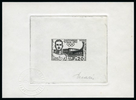 Stamp of Olympics » 1912 Stockholm Jean Bouin (5000m silver medal winner) collection written up with die proof, epreuve deluxe etc.