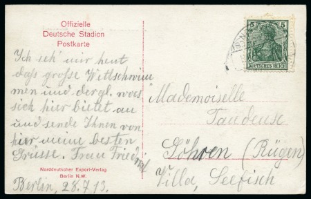 Stamp of Olympics » 1916 Berlin 1913 (Jul 27) Picture postcard of the stadium with "BERLIN / GRUNEWALD / DEUTSCHES / STADION" cds