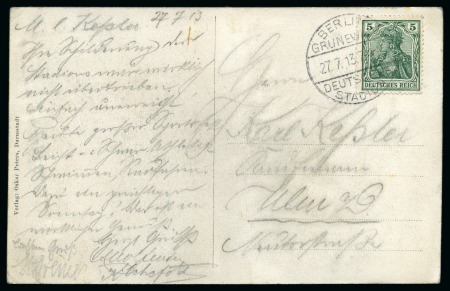 Stamp of Olympics » 1916 Berlin 1913 (Jul 27) Picture postcard of the stadium with "BERLIN / GRUNEWALD / DEUTSCHES / STADION" cds
