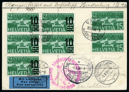 Stamp of Olympics » 1936 Berlin » Special Postmarks 1936 Hindenburg Zeppelin Olympiafahrt group of covers (6)