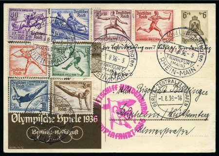 Stamp of Olympics » 1936 Berlin » 1936 Hindenburg Olympic Flight 1936 Hindenburg Zeppelin Olympiafahrt group of covers (6)