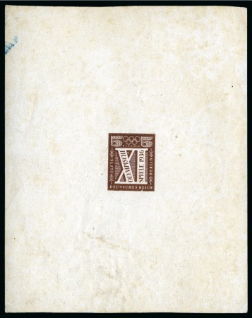 Stamp of Olympics » 1936 Berlin » Stamps 1936 Berlin 5pf die proof in brown of an unissued design 