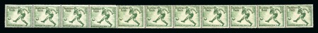 Stamp of Olympics » 1936 Berlin » Stamps 1936 Olympic Football 6pf + 4pf green mint coil strip of eleven