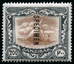 Stamp of Zanzibar 1895-1964 Old-time collection on ten large hand-drawn including a fine array of UPU Specimen overprints and perforated Specimen
