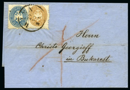 Stamp of Romania » Incoming Mail to Romania 1868  Fully paid cover from Wien to Bucarest