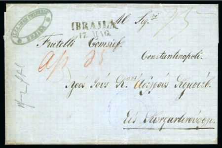 Stamp of Romania » Austrian Levant Post Offices Braila - Ibraila :  1863  folded entire from Braila to Constantinople