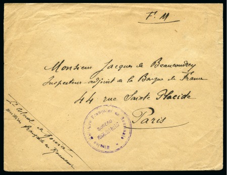 Stamp of Romania » Austrian Levant Post Offices » French Levant Post Offices 1916-1918 Military cover sent to Paris by colonel in French Army