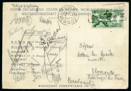 Stamp of Thematics » Sport and Games » Football 1934 WORLD CUP: Official publicity postcard signed by the Czechoslovakia team