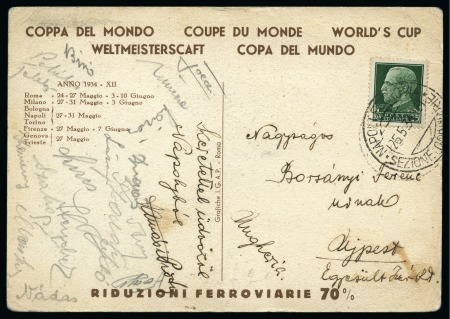 Stamp of Thematics » Sport and Games » Football 1934 WORLD CUP: Official publicity postcard signed by the Hungary team