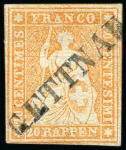 Stamp of Switzerland / Schweiz » Sammlungen Type 1 A1/U, mit Abart "ölige Kreuzeinfassung" (16II,