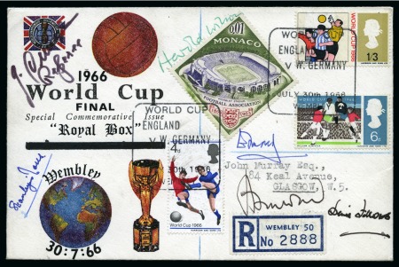 Stamp of Thematics » Sport and Games » Football 1966 WORLD CUP: Modified illustrated first day cover signed by dignitaries and the referee