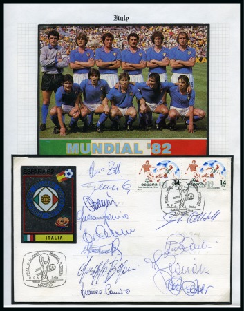Stamp of Thematics » Sport and Games » Football 1982 WORLD CUP: Collection written up in 4 albums incl. autographs, stamps, covers, postcards, publicity, etc.,