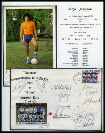 Stamp of Thematics » Sport and Games » Football 1986 WORLD CUP: Collection written up in an album incl. autographs (Maradona), stamps, covers, postcards, publicity, etc.