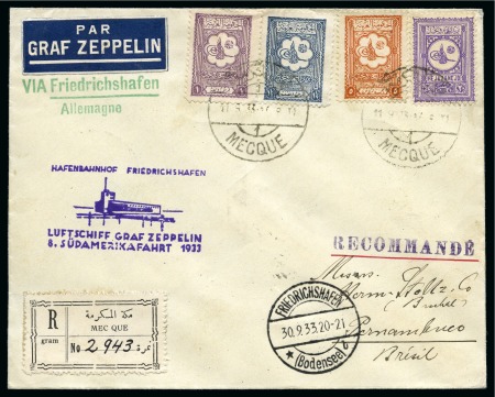 Stamp of Saudi Arabia » 1926-1932 Hejaz & Nejd 1933 Zeppelin Mail 8th S. America Flight: Registered cover from Mecca