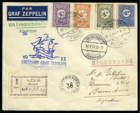 Stamp of Saudi Arabia » 1926-1932 Hejaz & Nejd 1933 Zeppelin 14th S. America Flight: Registered cover