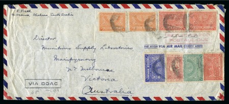 Stamp of Saudi Arabia » 1934 Kingdom Issues to date 1950 "REGISTERED FOR POSTAGE DUE" red handstamp on airmail cover
